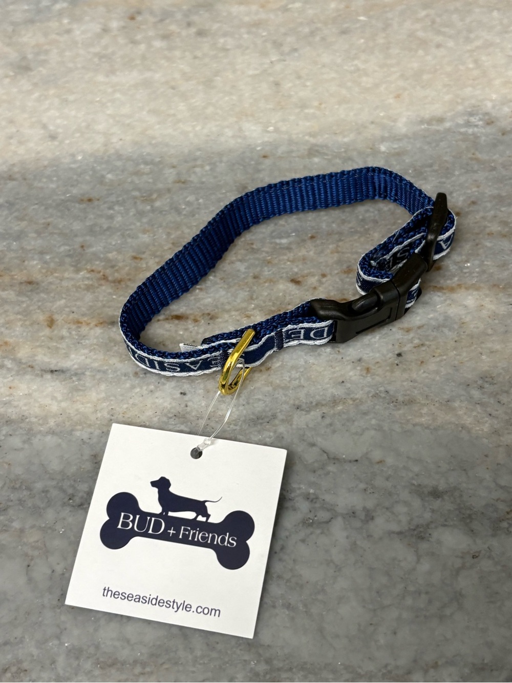 Seaside Navy Dog Collar - Adjustable Pet Collar